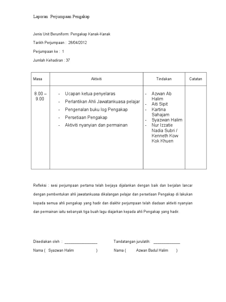 Detail Contoh Laporan Mingguan Nomer 12