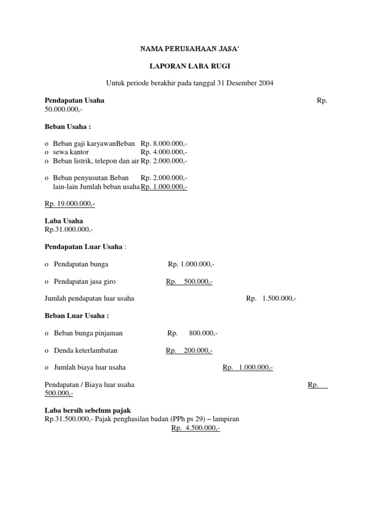 Detail Contoh Laporan Neraca Perusahaan Jasa Nomer 50