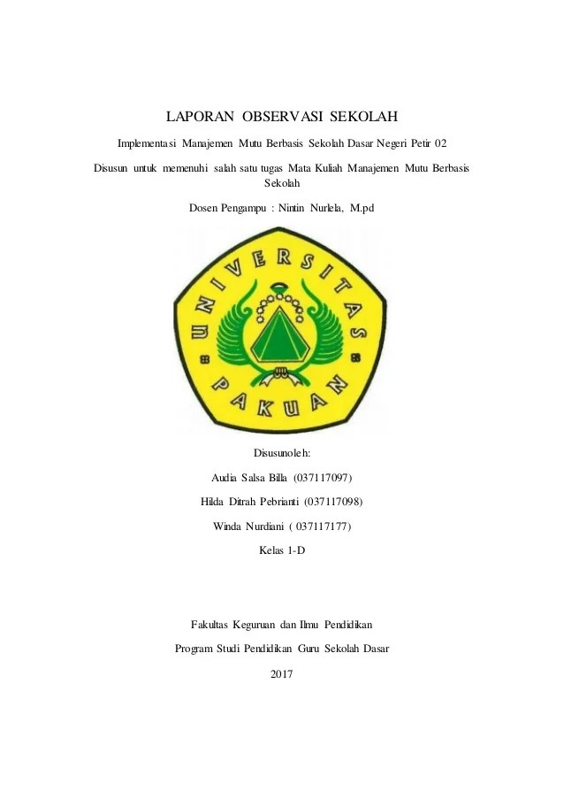 Detail Contoh Laporan Observasi Sekolah Dasar Nomer 25