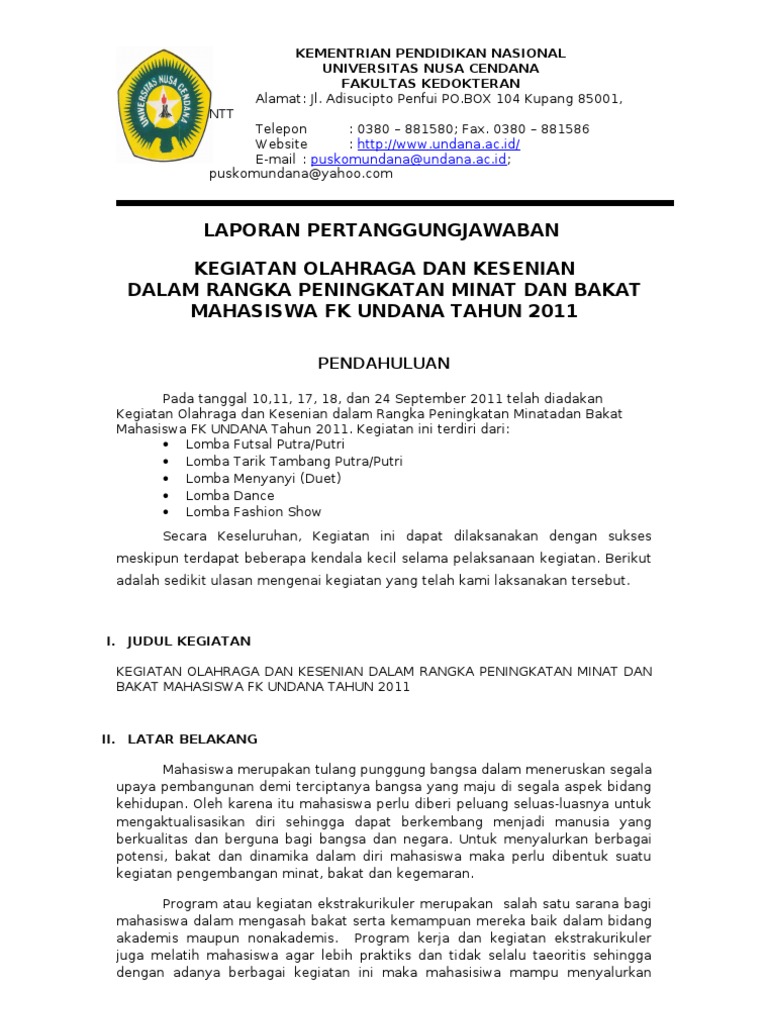 Detail Contoh Laporan Pelaksanaan Kegiatan Usaha Nomer 53