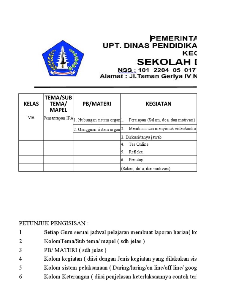 Detail Contoh Laporan Pembelajaran Nomer 21