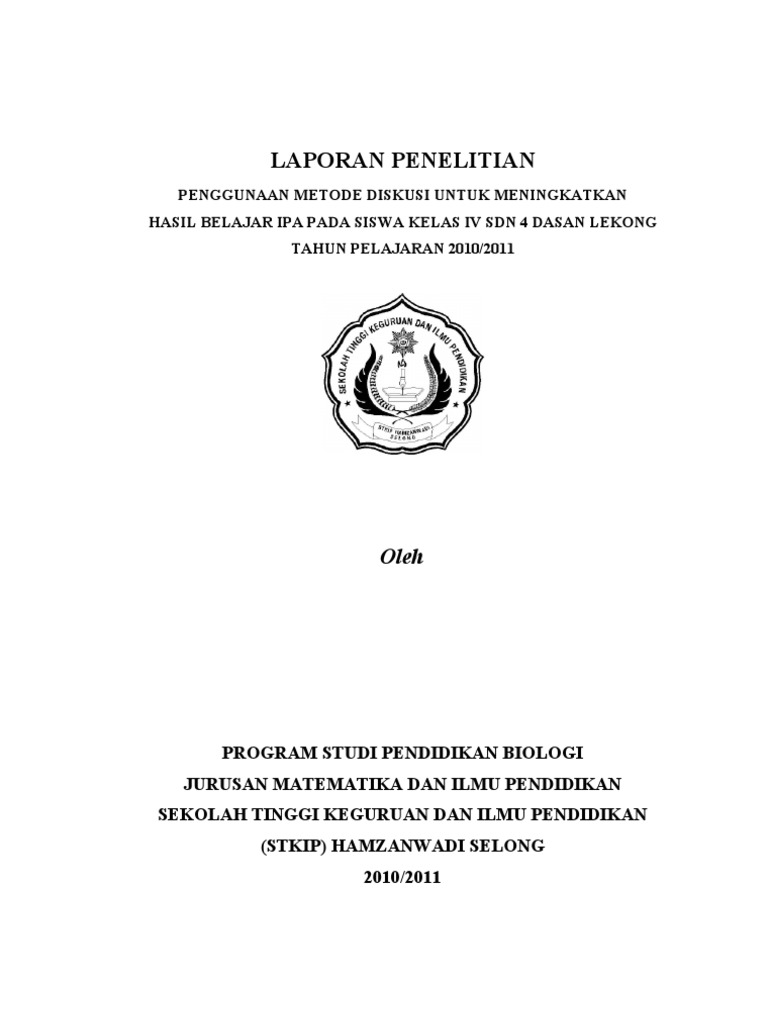 Contoh Laporan Penelitian Sederhana - KibrisPDR