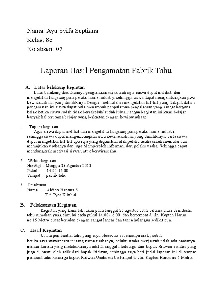 Detail Contoh Laporan Pengamatan Nomer 17