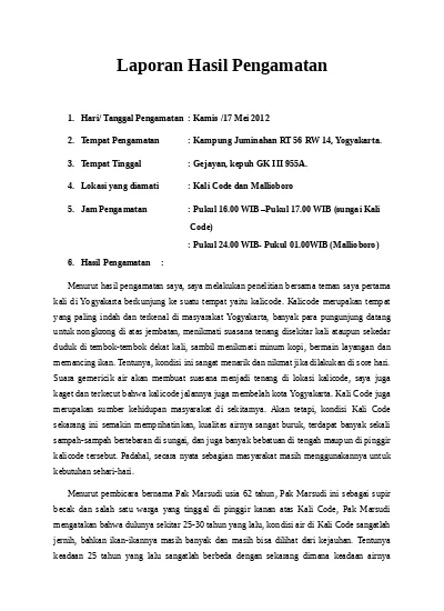 Detail Contoh Laporan Pengamatan Lingkungan Nomer 6