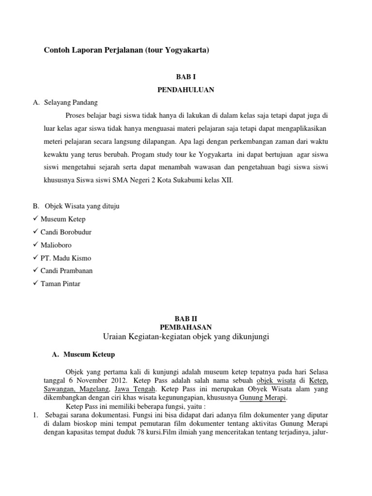Detail Contoh Laporan Perjalanan Singkat Nomer 7