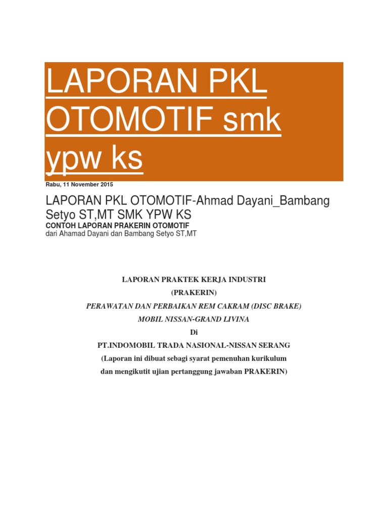 Detail Contoh Laporan Pkl Otomotif Nomer 24