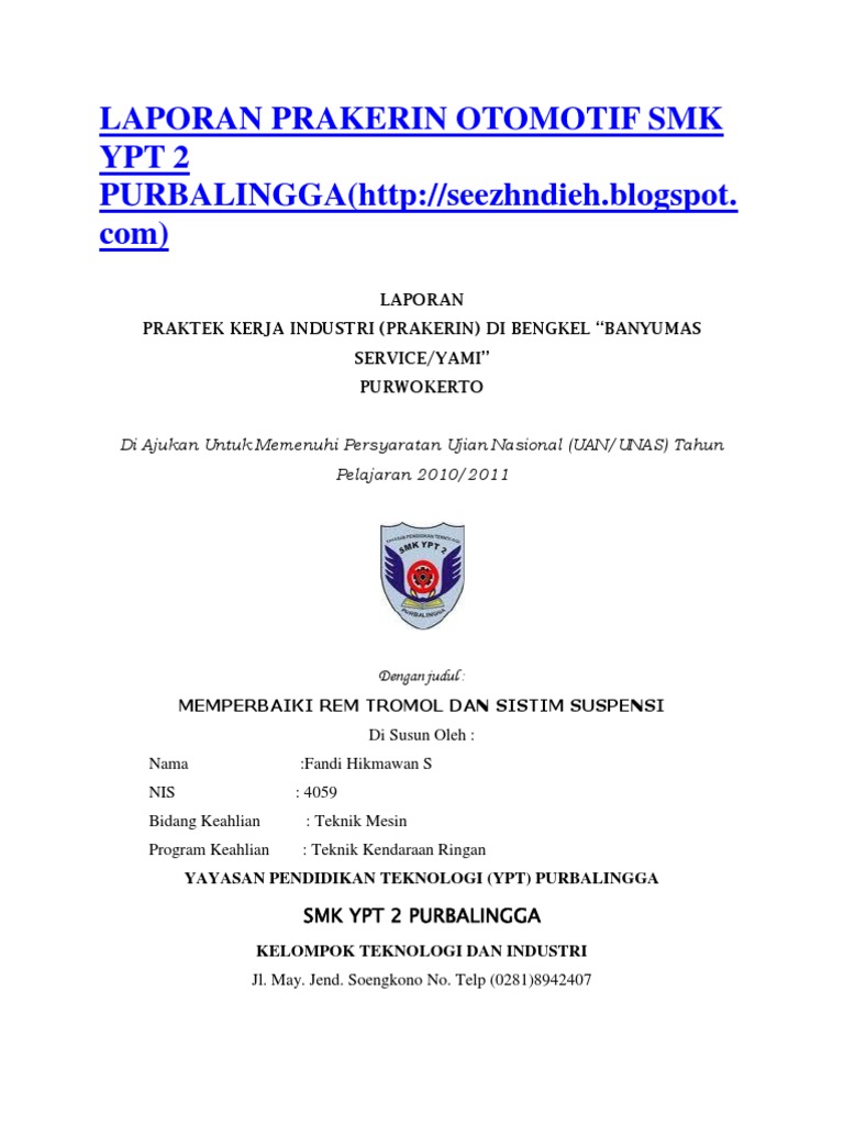 Detail Contoh Laporan Pkl Otomotif Nomer 8