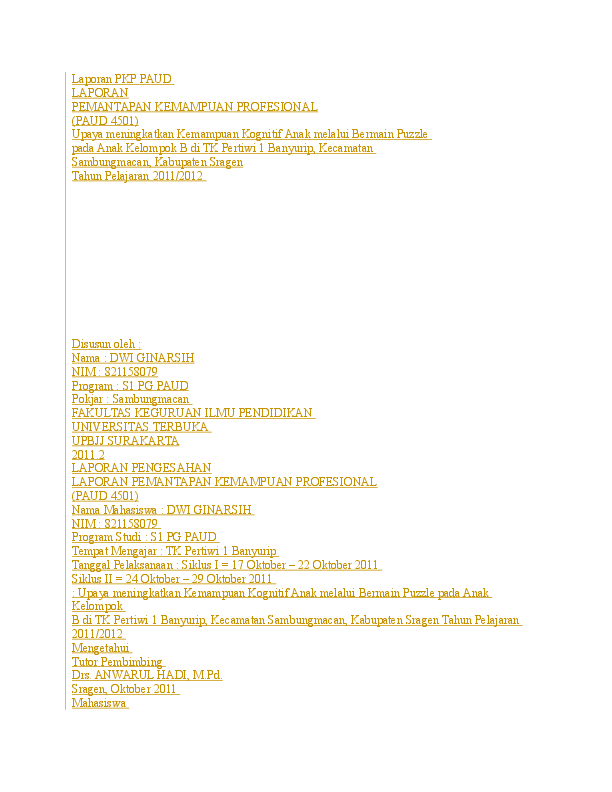 Detail Contoh Laporan Pkp Paud Nomer 7