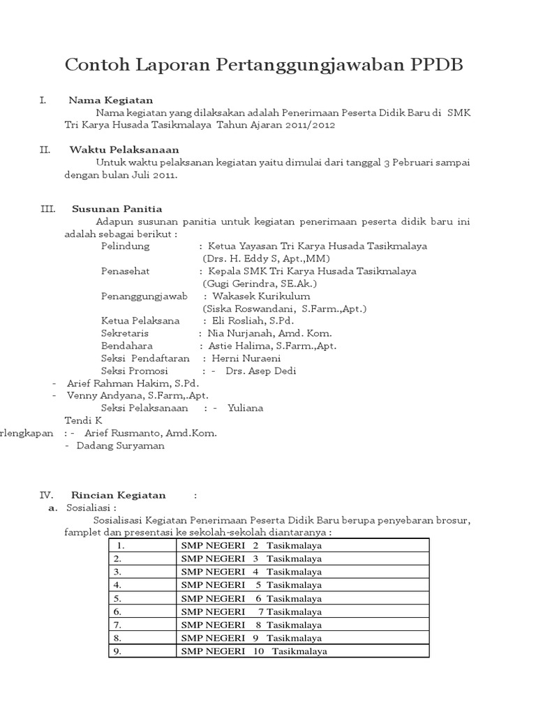 Detail Contoh Laporan Ppdb Nomer 13