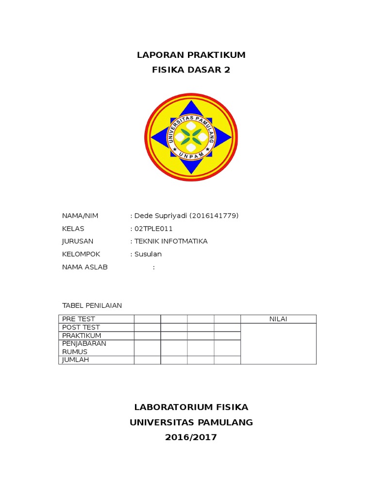 Detail Contoh Laporan Praktikum Fisika Nomer 32