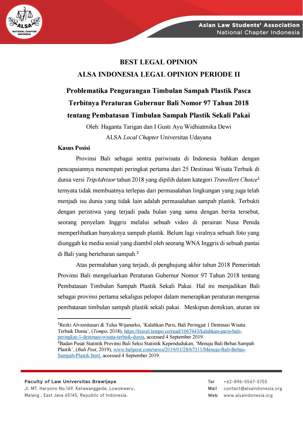 Detail Contoh Legal Opinion Nomer 11