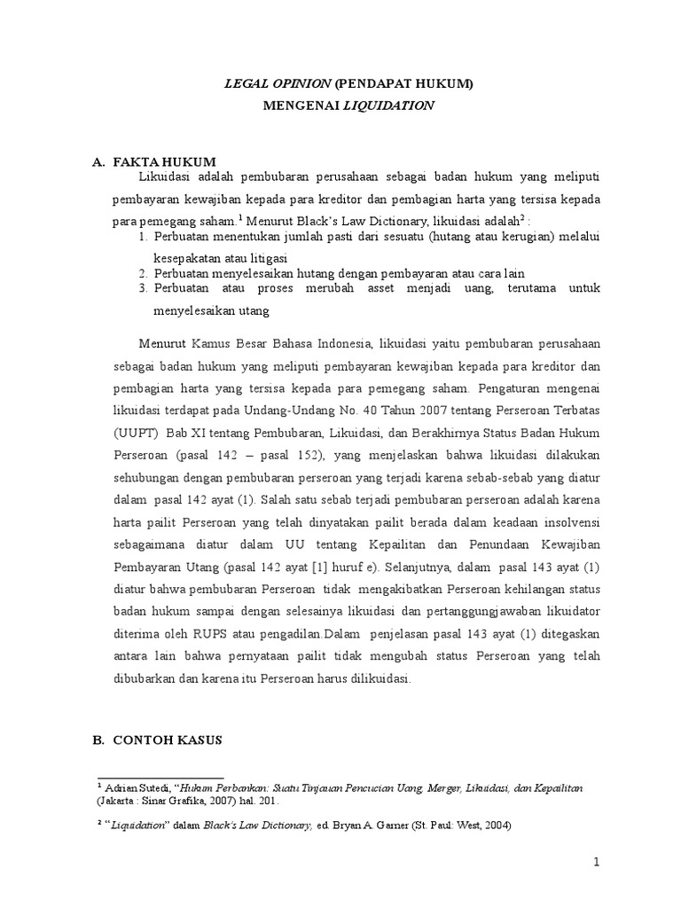 Detail Contoh Legal Opinion Nomer 13