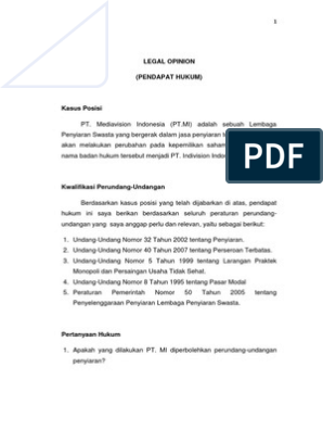 Detail Contoh Legal Opinion Nomer 28