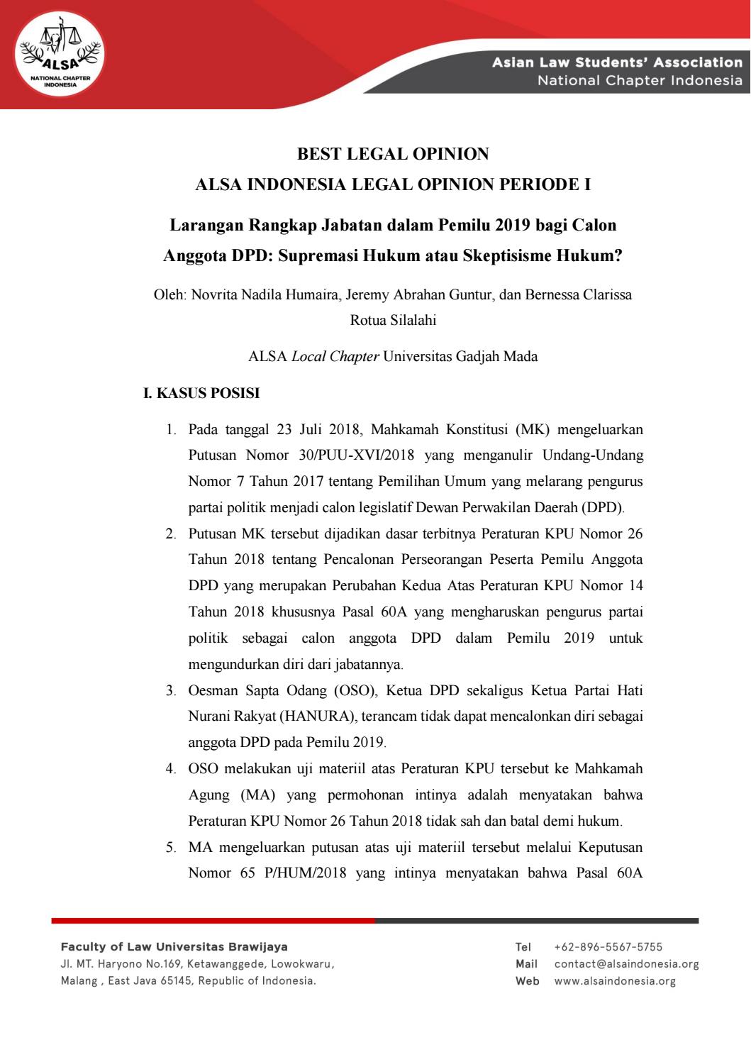 Detail Contoh Legal Opinion Nomer 33