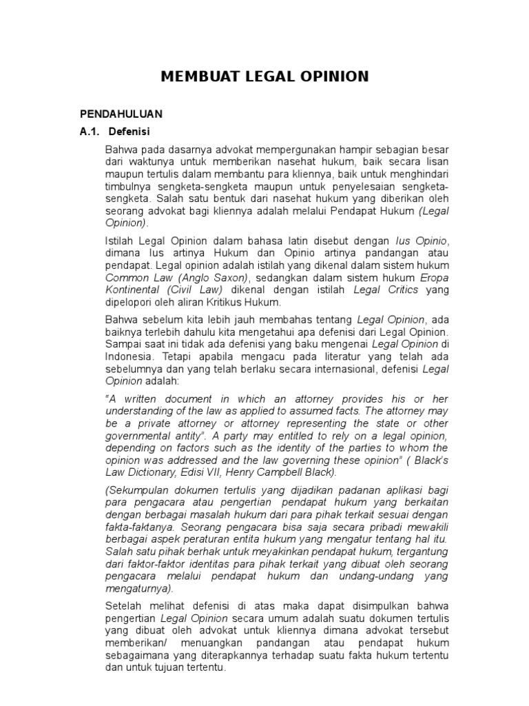 Detail Contoh Legal Opinion Nomer 6