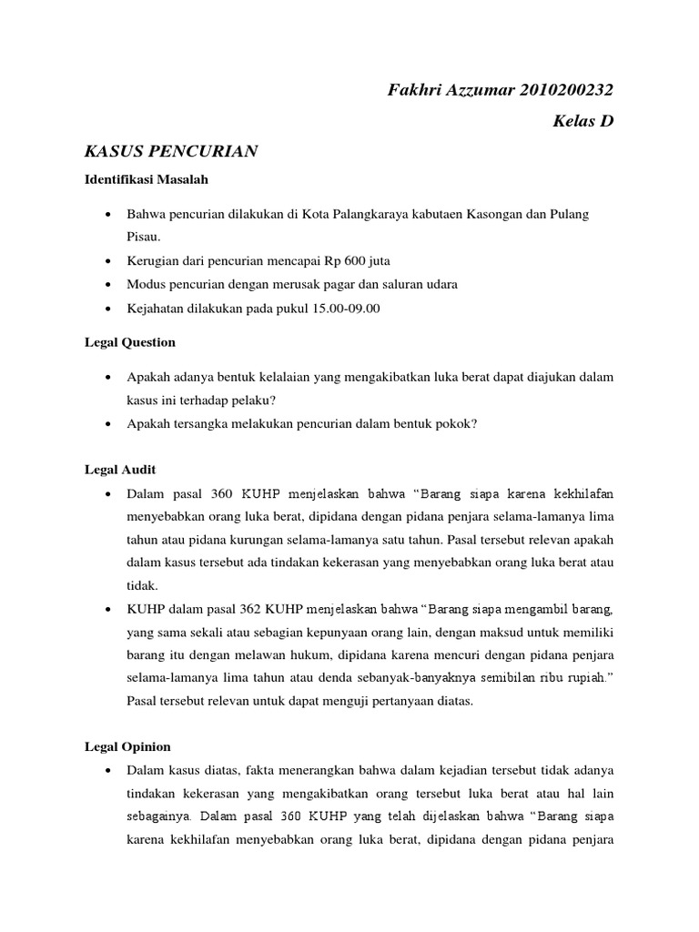 Detail Contoh Legal Opinion Pidana Nomer 5