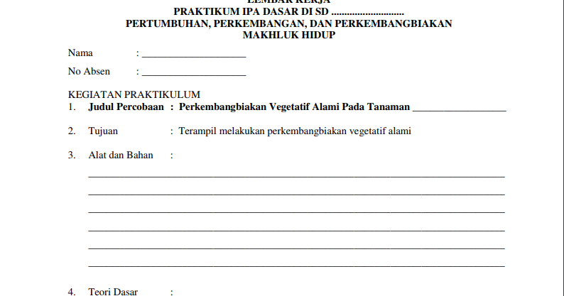 Detail Contoh Lembar Kerja Siswa Sd Nomer 50