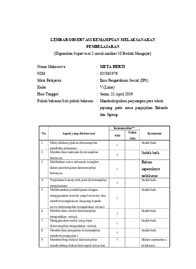 Detail Contoh Lembar Observasi Nomer 10