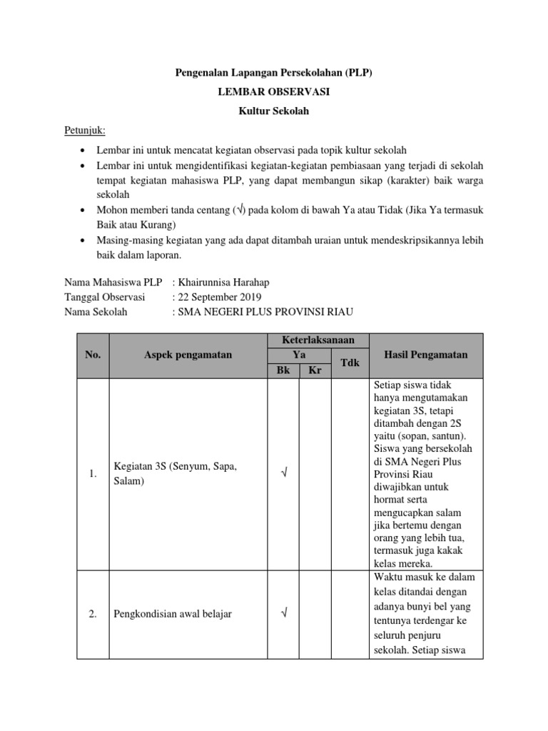 Detail Contoh Lembar Observasi Nomer 48