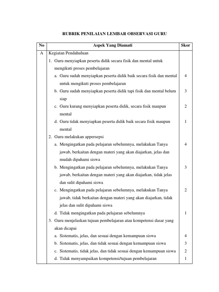 Detail Contoh Lembar Observasi Paud Nomer 29