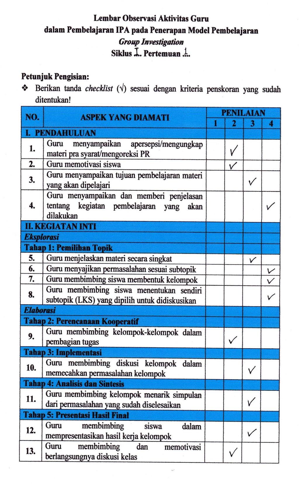 Detail Contoh Lembar Observasi Paud Nomer 46