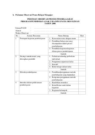 Detail Contoh Lembar Observasi Paud Nomer 9