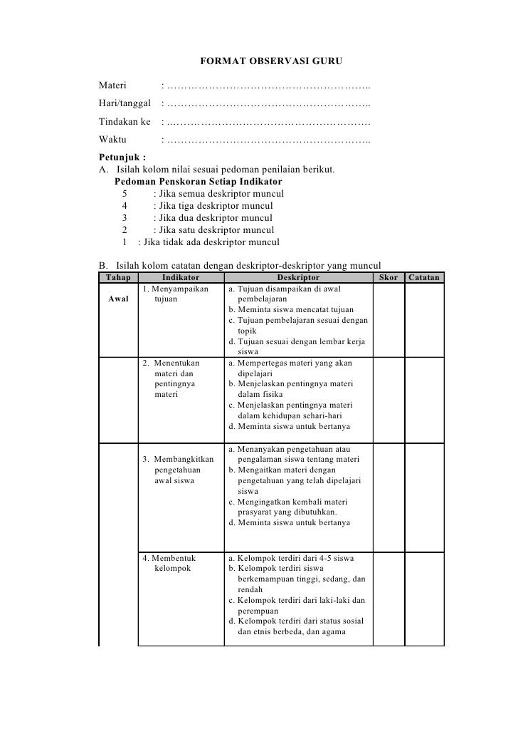 Detail Contoh Lembar Observasi Penelitian Nomer 18