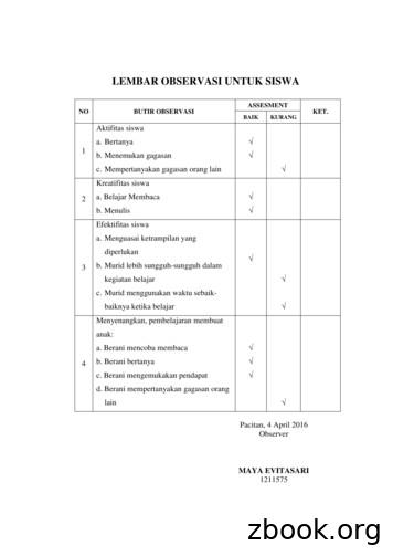 Detail Contoh Lembar Observasi Penelitian Nomer 31