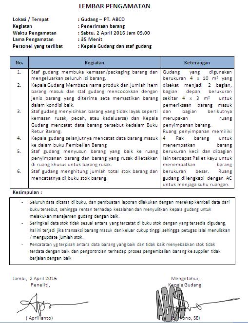 Detail Contoh Lembar Observasi Penelitian Nomer 42