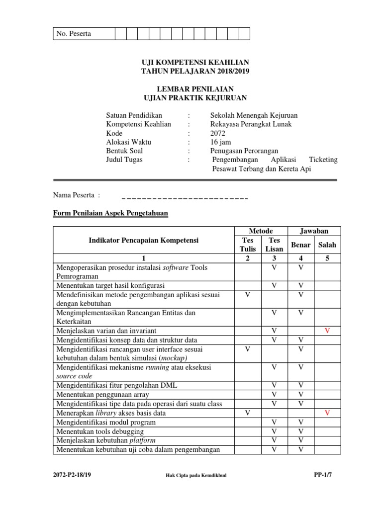 Detail Contoh Lembar Penilaian Nomer 24