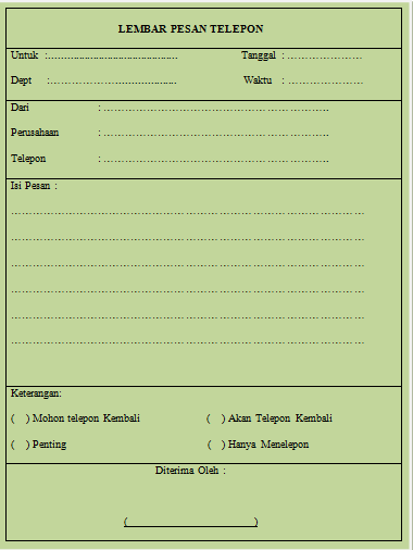 Detail Contoh Lembar Pesan Telepon Nomer 3