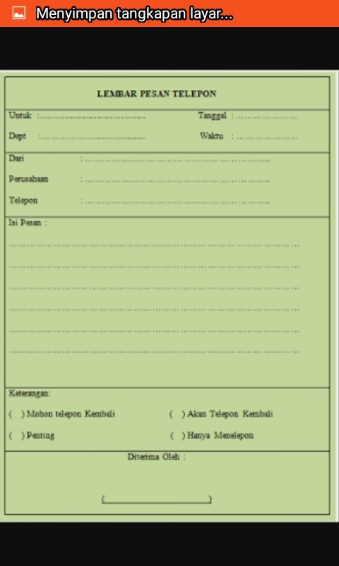 Detail Contoh Lembar Pesan Telepon Nomer 28