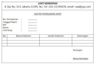 Detail Contoh Lembar Pinjam Arsip Nomer 3