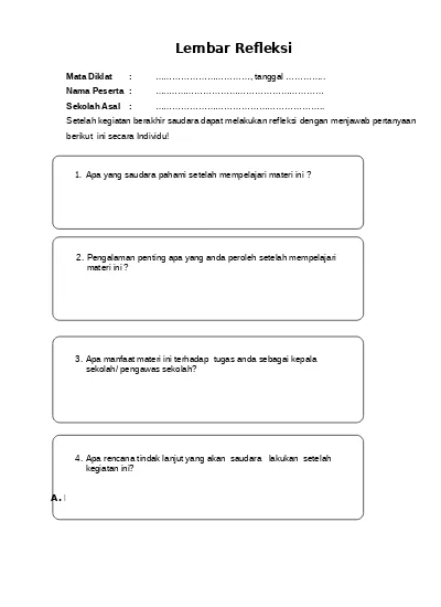 Detail Contoh Lembar Refleksi Nomer 25