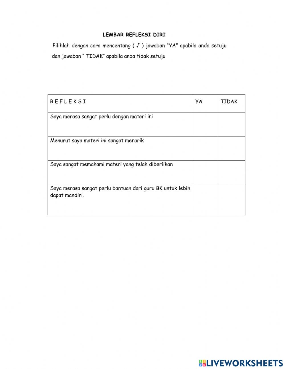 Detail Contoh Lembar Refleksi Nomer 30