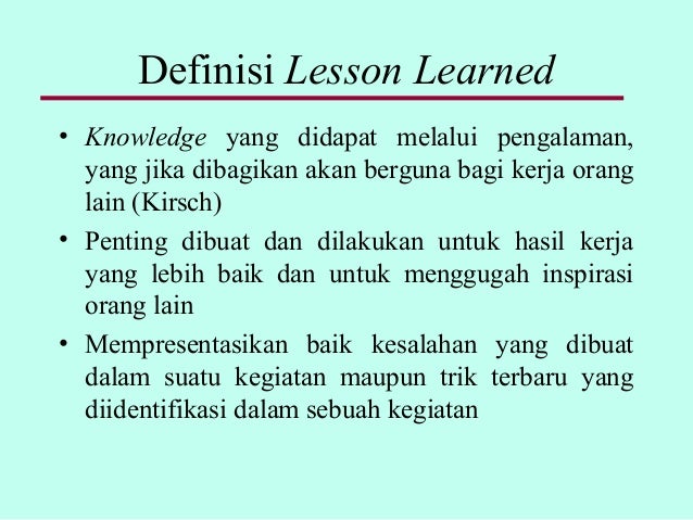 Detail Contoh Lesson Learned Nomer 12