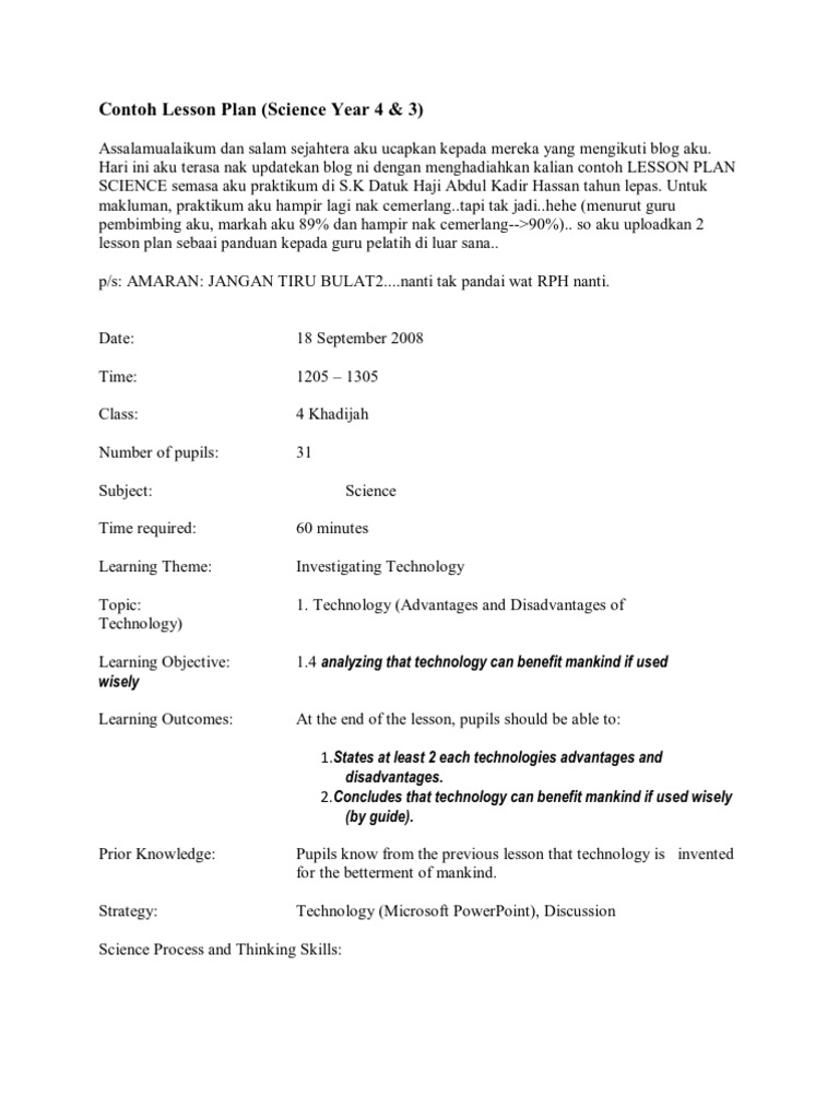 Detail Contoh Lesson Plan Nomer 3