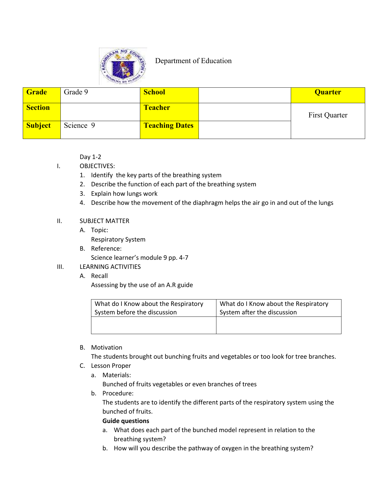 Detail Contoh Lesson Plan Nomer 39