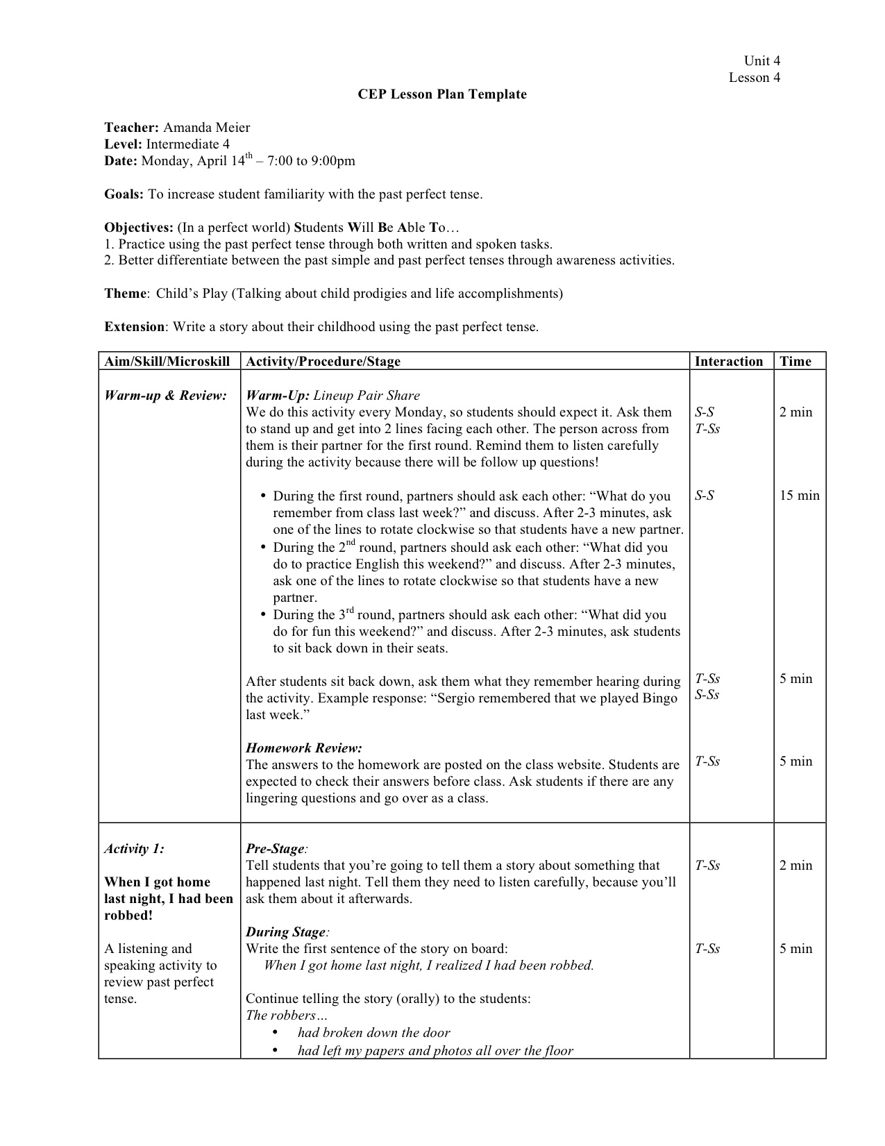 Detail Contoh Lesson Plan Nomer 44