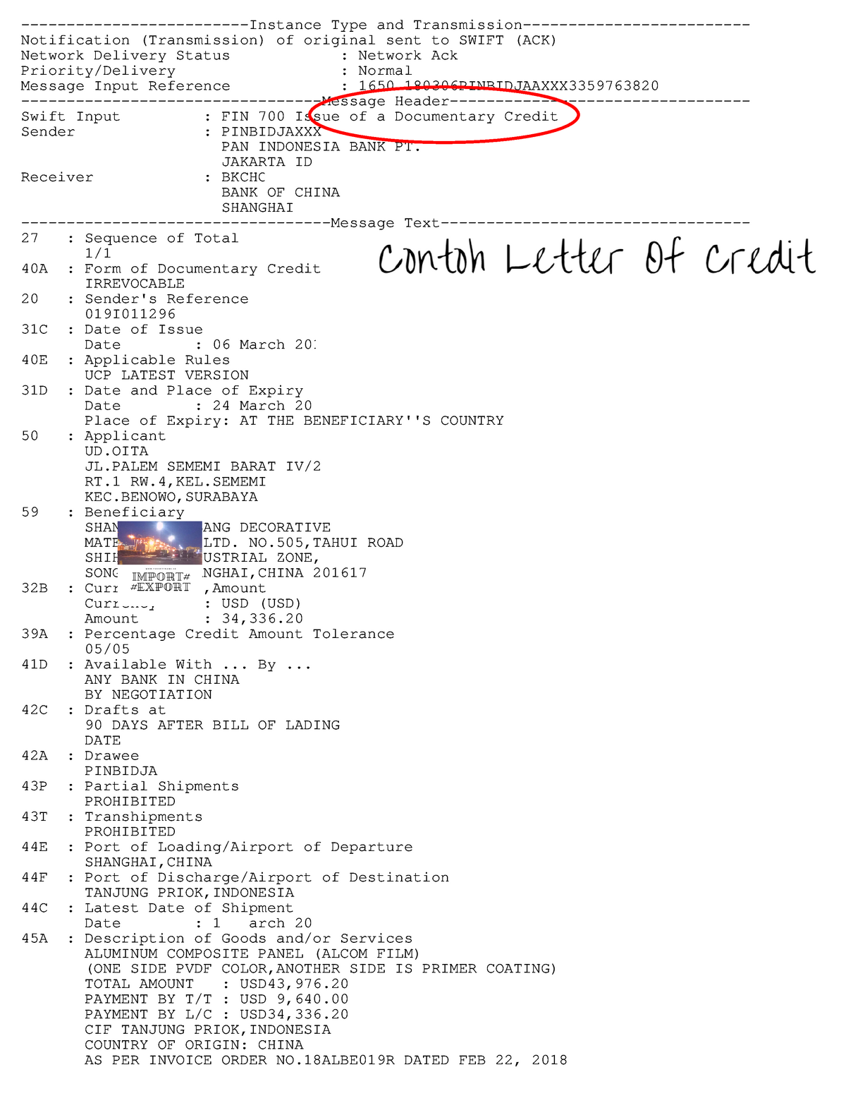 Detail Contoh Letter Of Credit Nomer 16