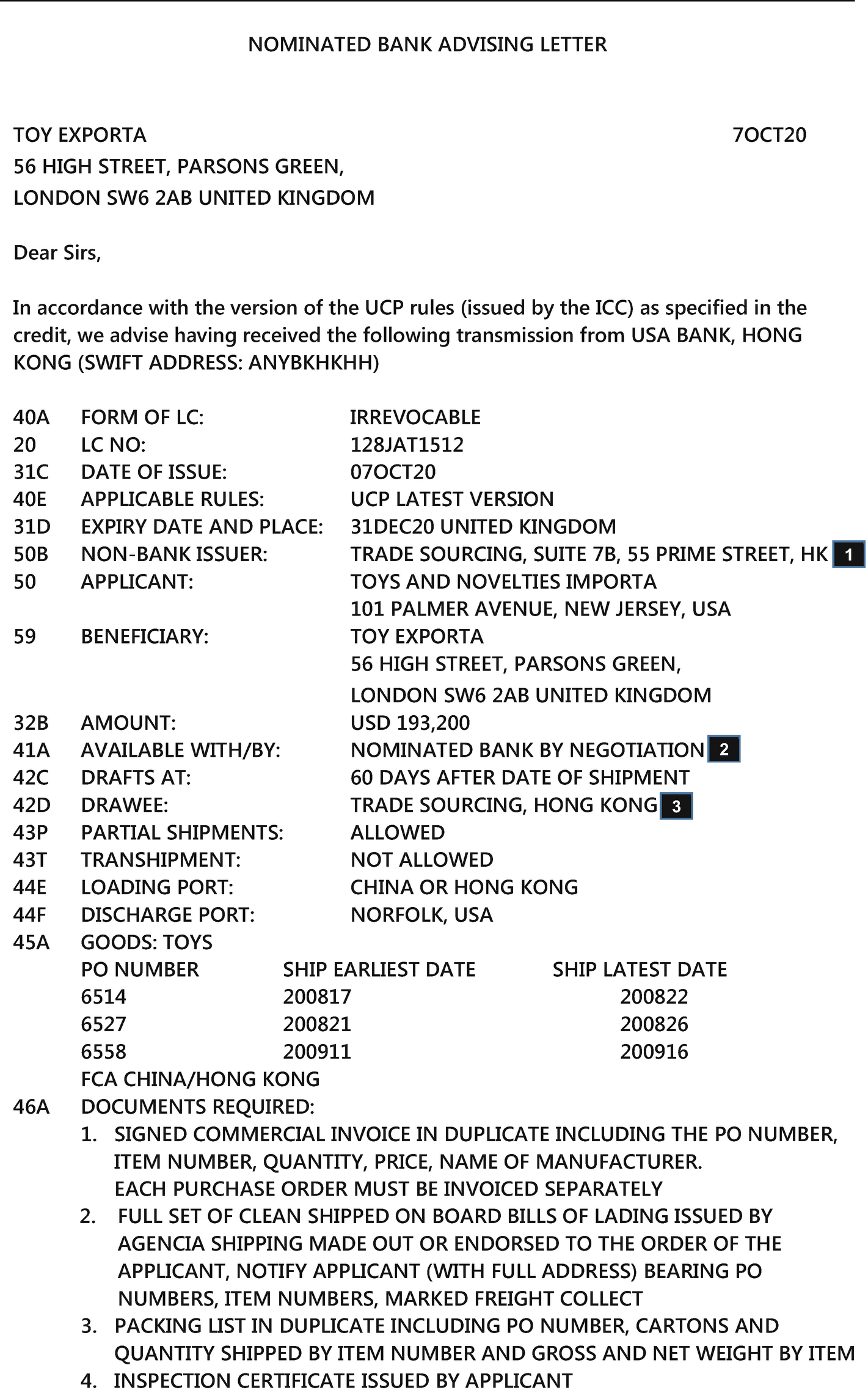 Detail Contoh Letter Of Credit Nomer 7