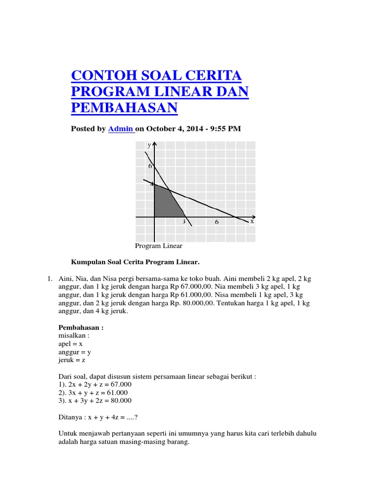 Detail Contoh Linear Programming Nomer 20