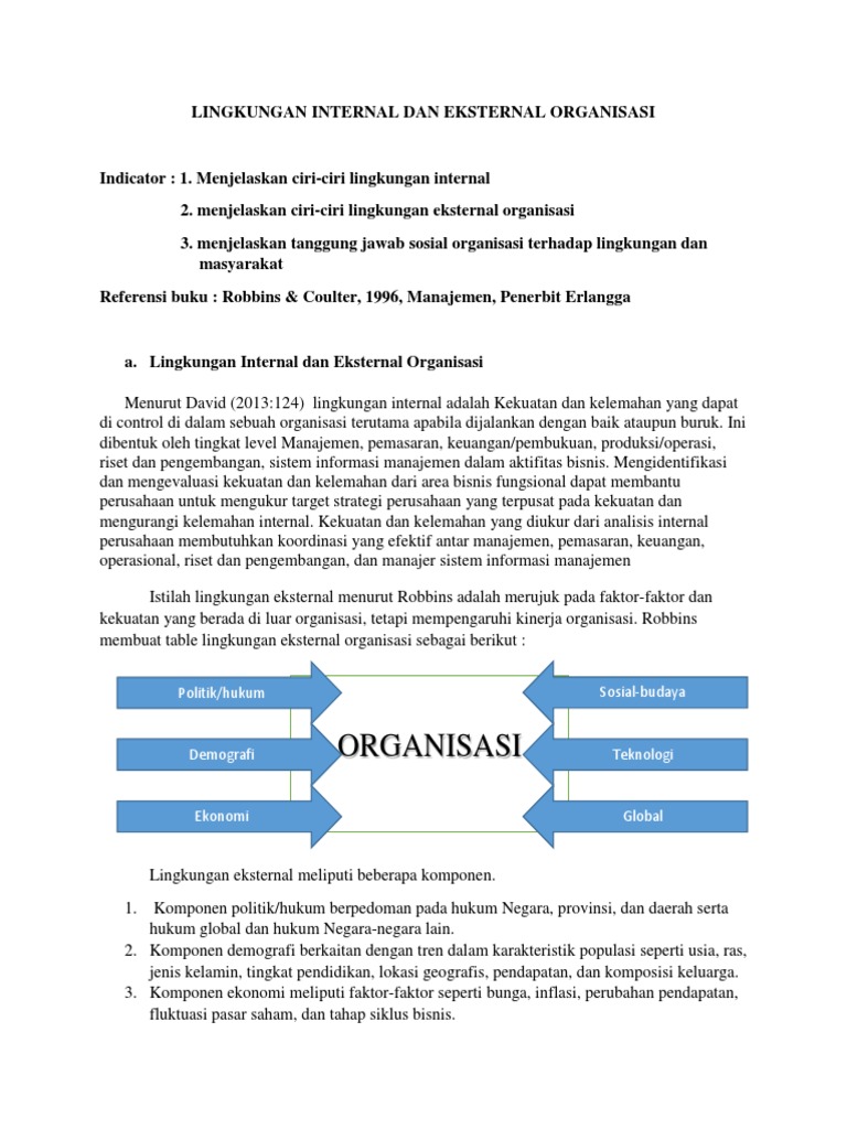 Detail Contoh Lingkungan Internal Dan Eksternal Organisasi Nomer 2