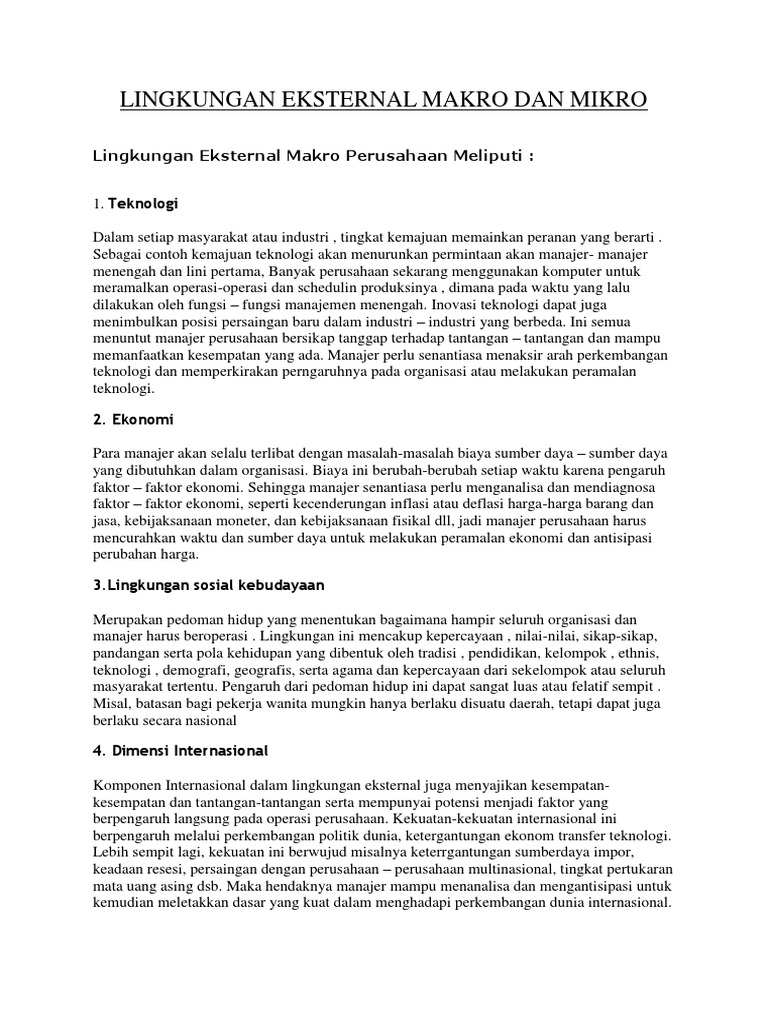 Detail Contoh Lingkungan Internal Dan Eksternal Organisasi Nomer 17