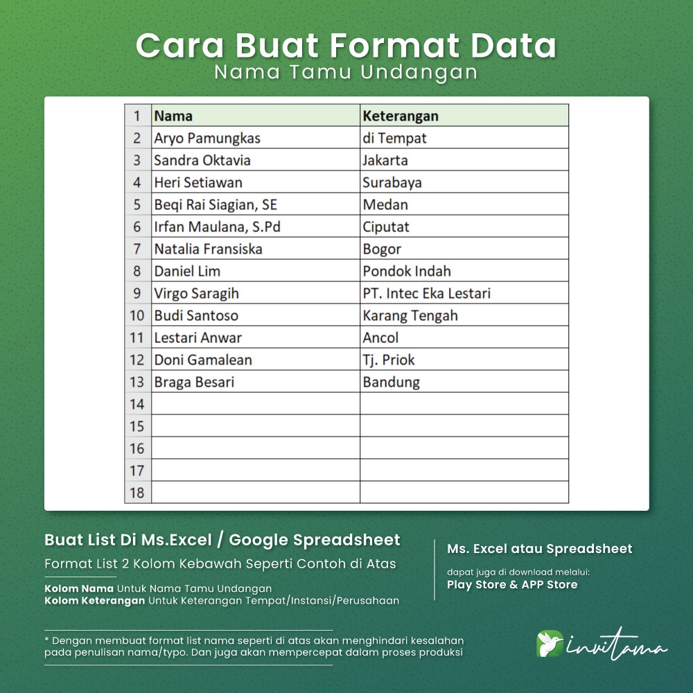 Download Contoh List Undangan Pernikahan Nomer 10