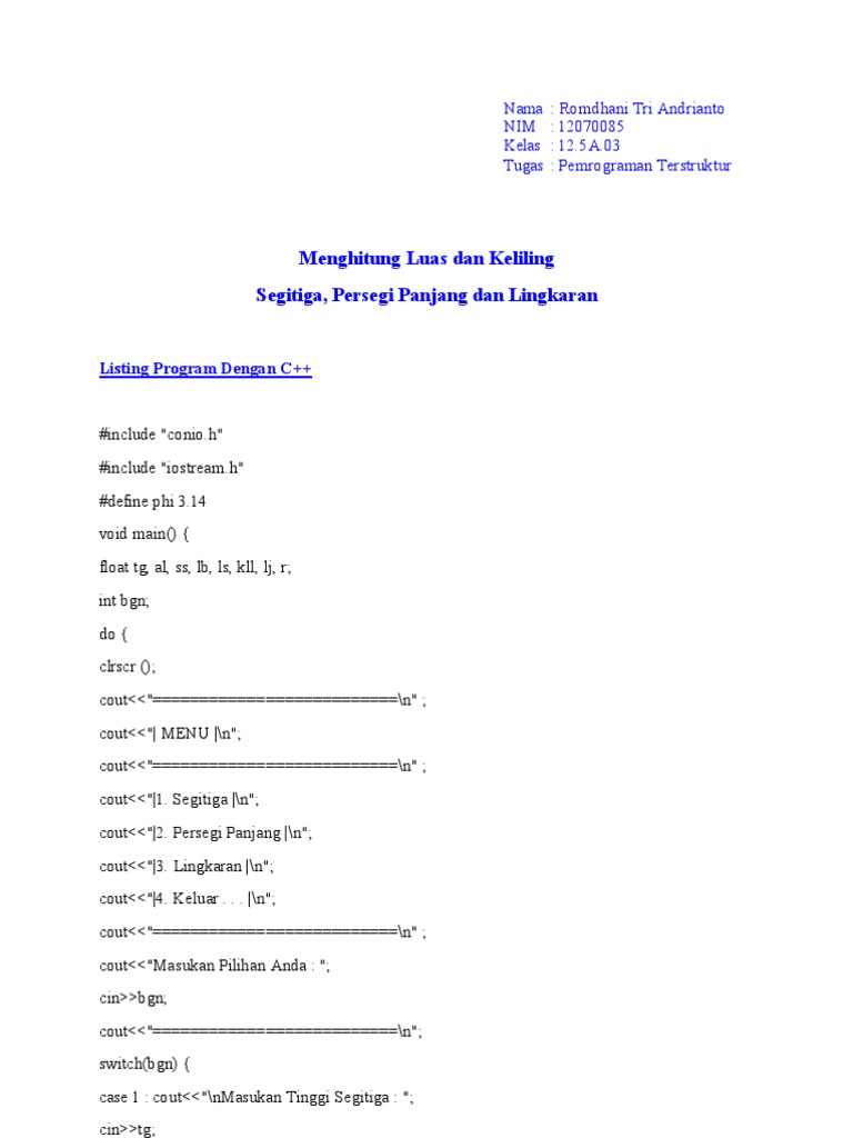 Detail Contoh Listing Program Nomer 16