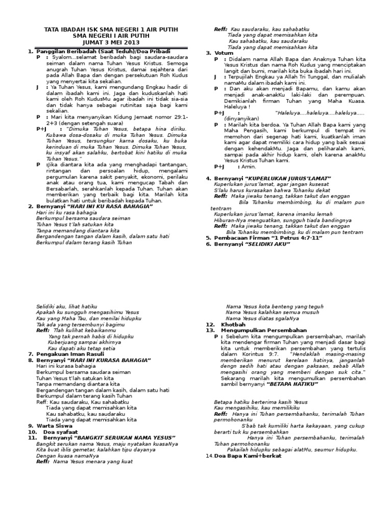 Detail Contoh Liturgi Ibadah Kristen Protestan Nomer 13