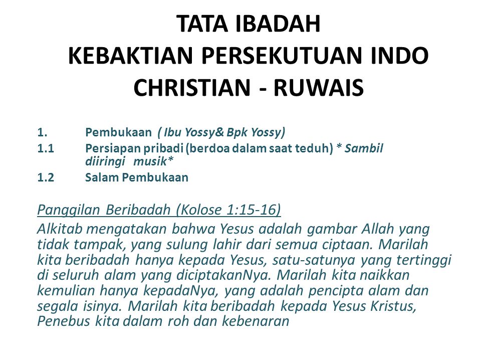 Detail Contoh Liturgi Ibadah Singkat Nomer 54