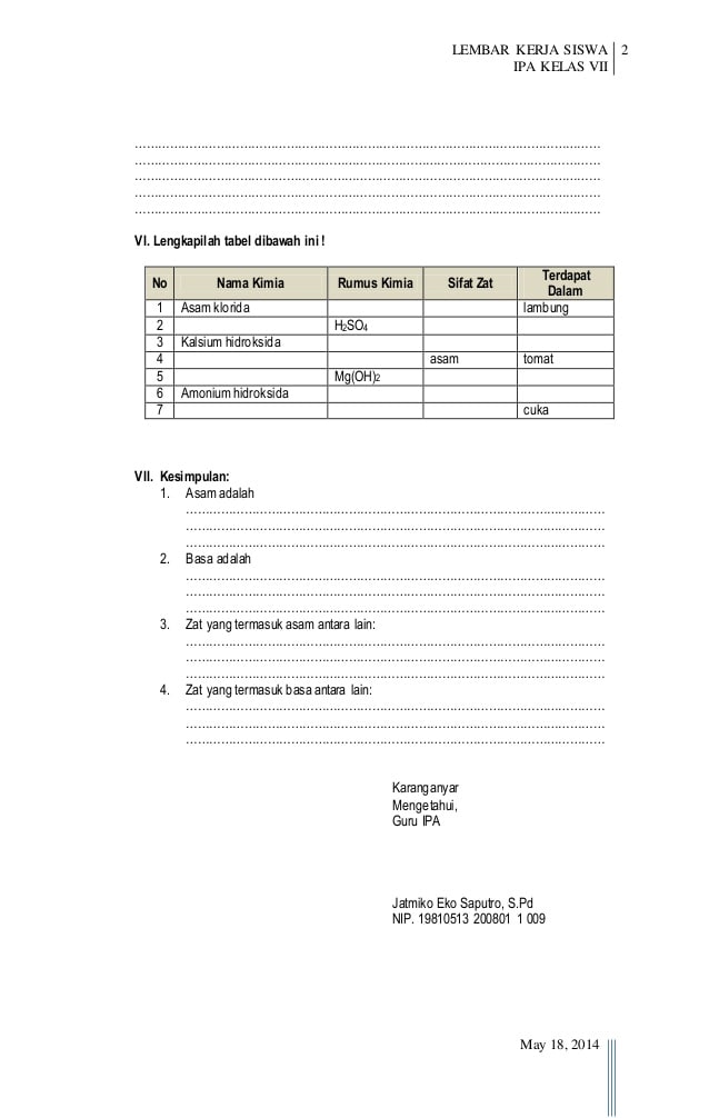 Detail Contoh Lkpd Ipa Smp Kurikulum 2013 Nomer 5