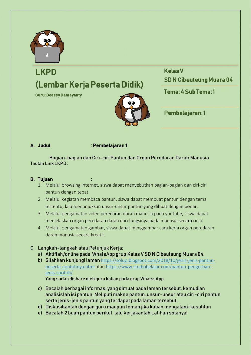 Detail Contoh Lkpd Sd Kelas 1 Nomer 21